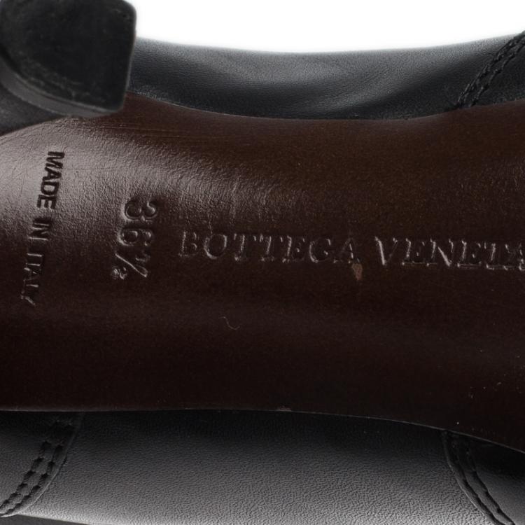 Pre Owned Bottege Veneta Black Embossed Leather Knee Boots Size 36.5