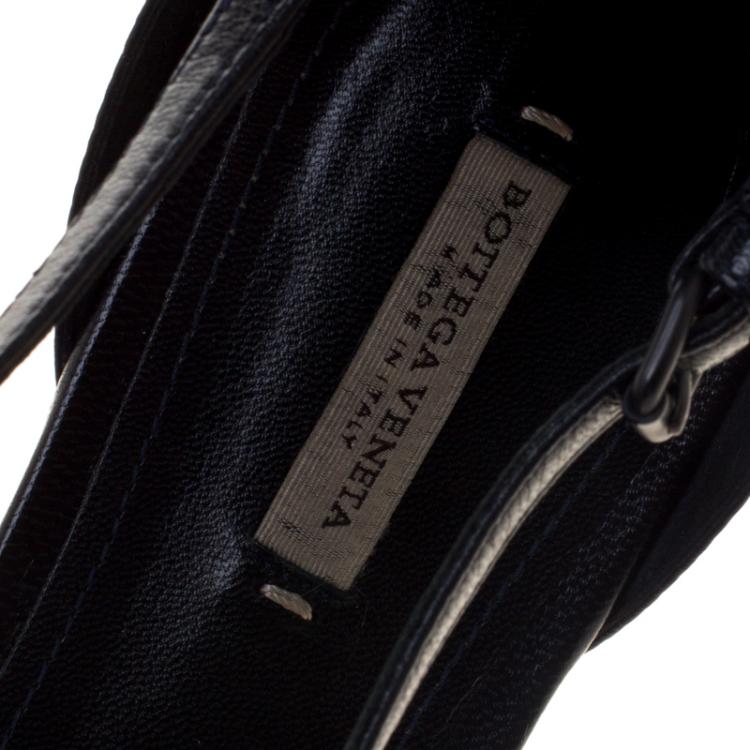 Pre Owned Bottega Veneta Black Woven Leather T Strap Ballerina Flats Size 39