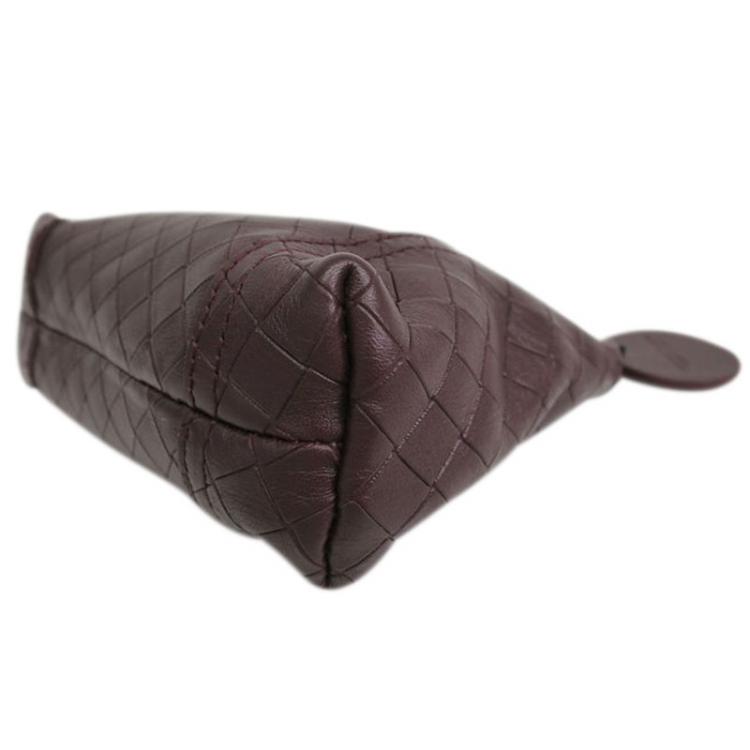 Pre Owned Bottega Veneta Brown Intrecciomirage Leather Pouch