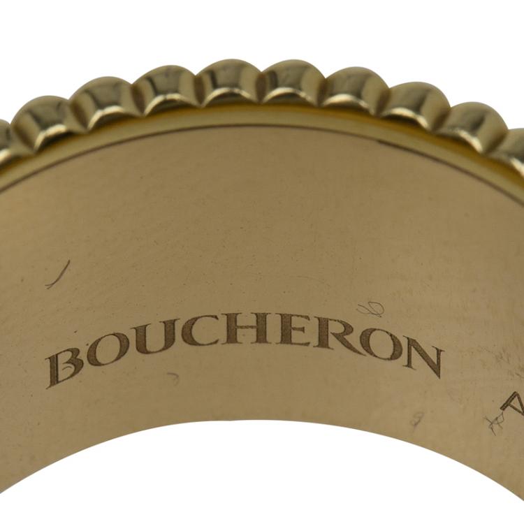Pre Owned Boucheron Quatre Classic Diamonds Yellow White and Pink Gold Large Ring Size 52