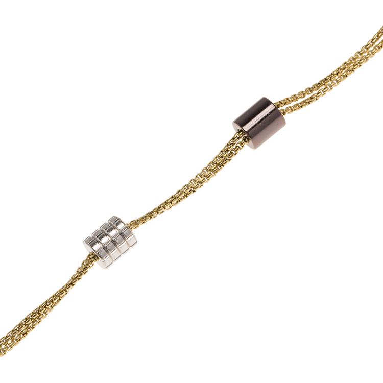 Pre Owned Boucheron Quatre Ceramic, 18k Three Tone Gold Soft Bracelet Size 17cm