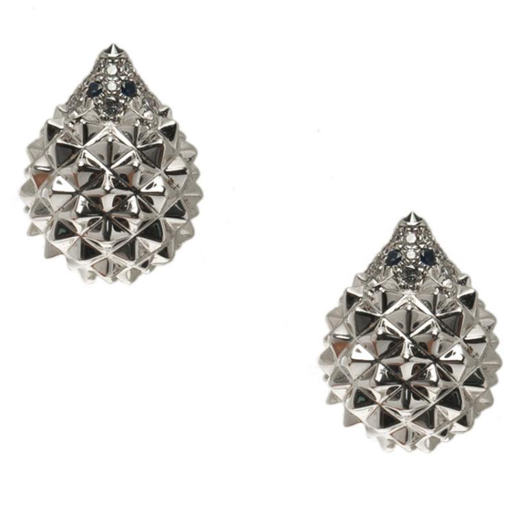 Pre Owned Boucheron Hedgehog Diamond 18k White Gold Stud Earrings