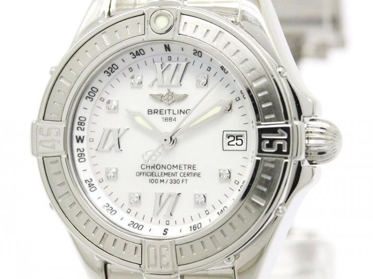 Pre Owned Breitling Mother of Pearl Stainless Steel B-Class Women's Wristwatch 30MM