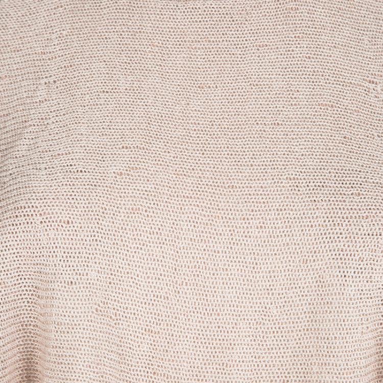 Pre Owned Brunello Cucinelli Beige Sequinned Knit Layered Long Sleeve Sweater L