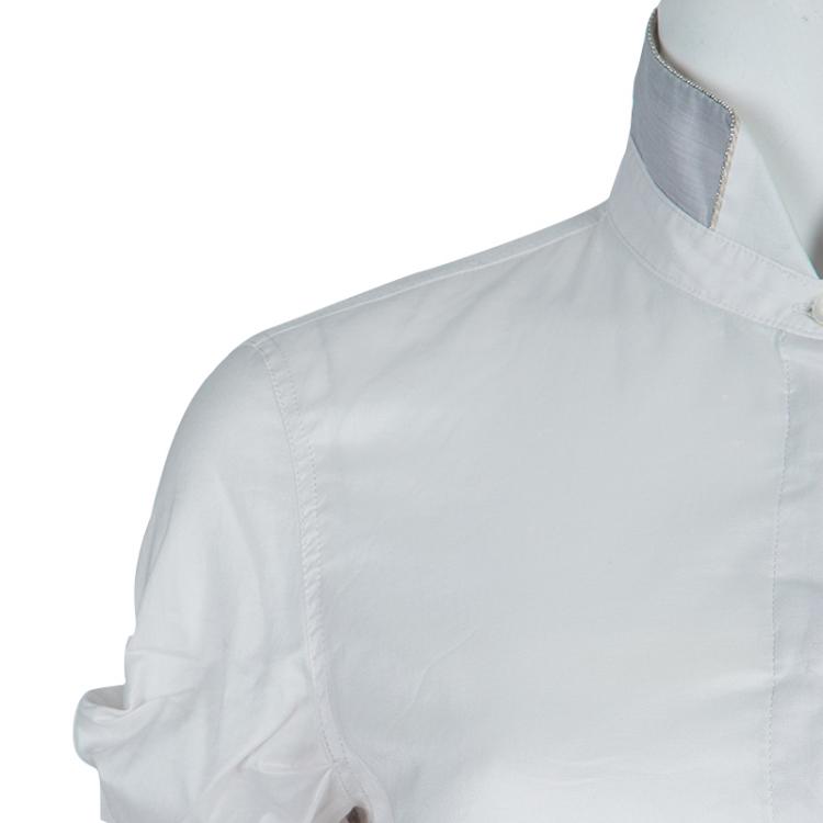 Pre Owned Brunello Cucinelli White Short Sleeve Top L