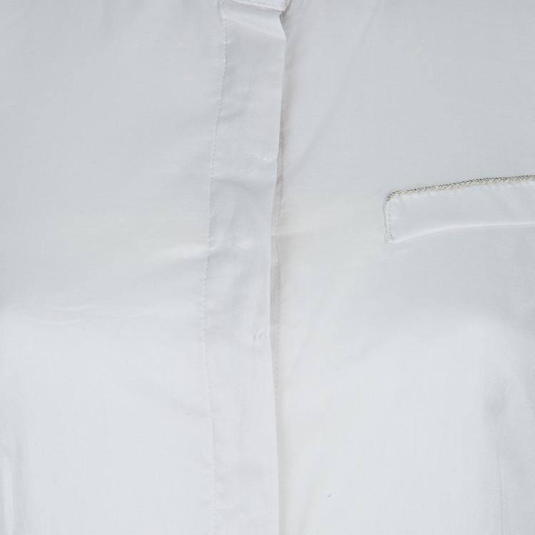 Pre Owned Brunello Cucinelli White Short Sleeve Top L