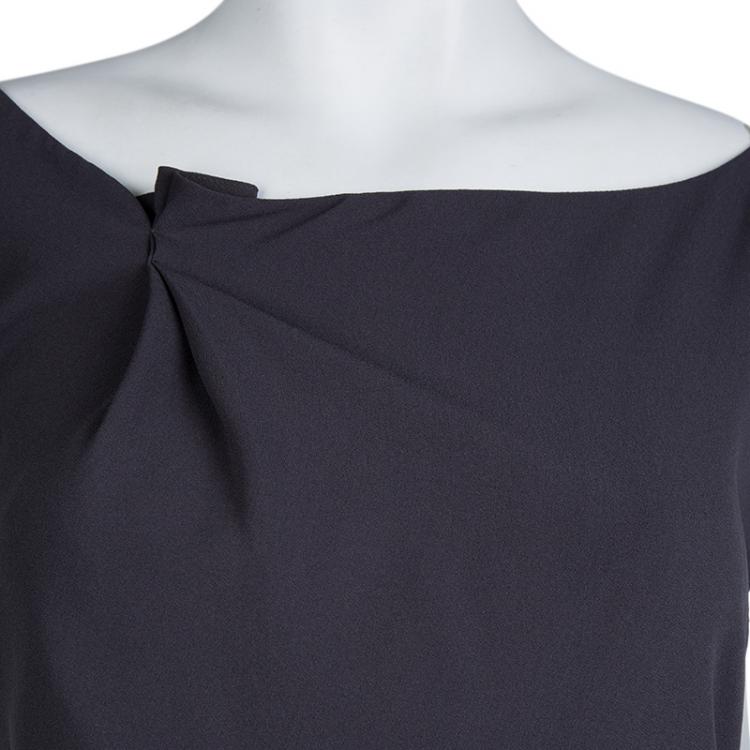 Pre Owned Brunello Cuccinelli Grey Silk Draped Sleeveless Maxi Dress M