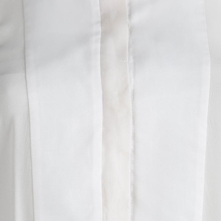 Pre Owned Brunello Cucinelli Cream Silk Yoke Detail Long Sleeve Blouse S