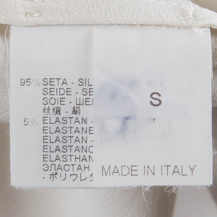 Pre Owned Brunello Cucinelli Cream Silk Yoke Detail Long Sleeve Blouse S