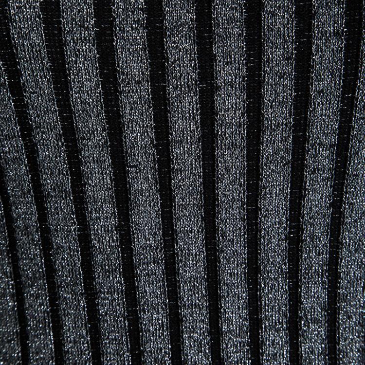 Pre Owned Brunello Cucinelli Silver Rib Knit Sleeveless Bodycon Dress XS
