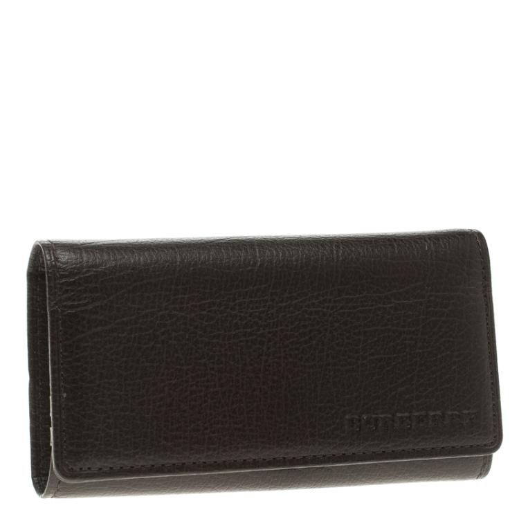 Pre Owned حافظة 4 مفاتيح بربري جلد بني داكن