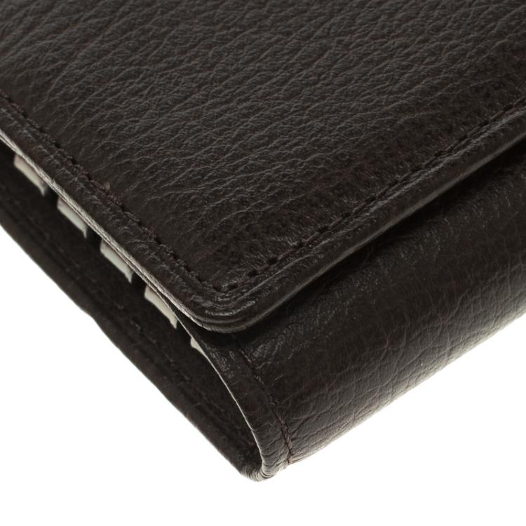 Pre Owned حافظة 4 مفاتيح بربري جلد بني داكن