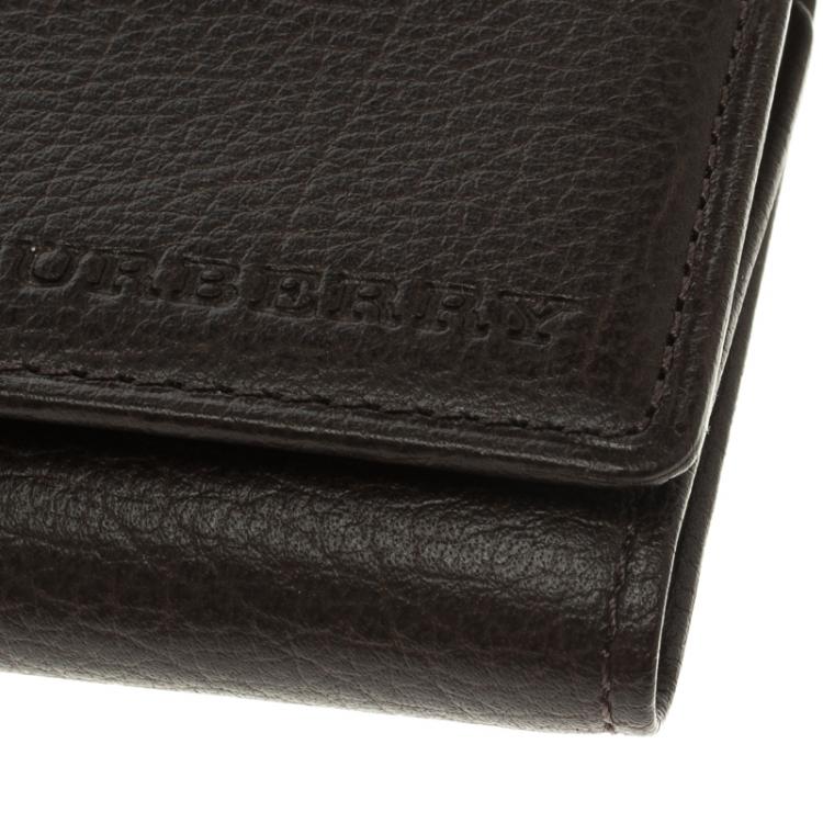 Pre Owned حافظة 4 مفاتيح بربري جلد بني داكن