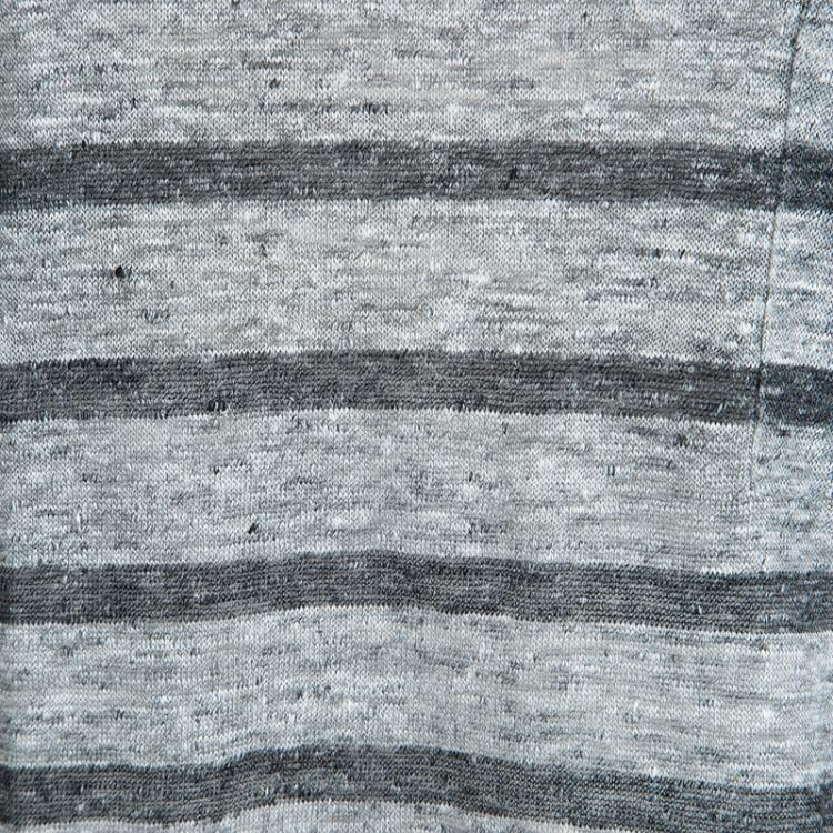 Pre Owned Burberry Brit Grey Striped Linen T-Shirt M