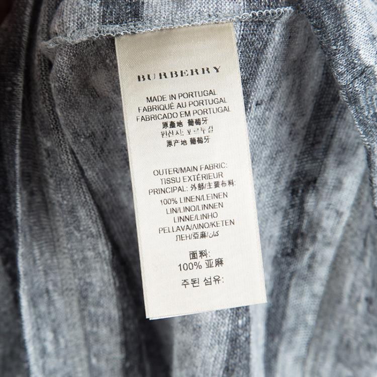 Pre Owned Burberry Brit Grey Striped Linen T-Shirt M