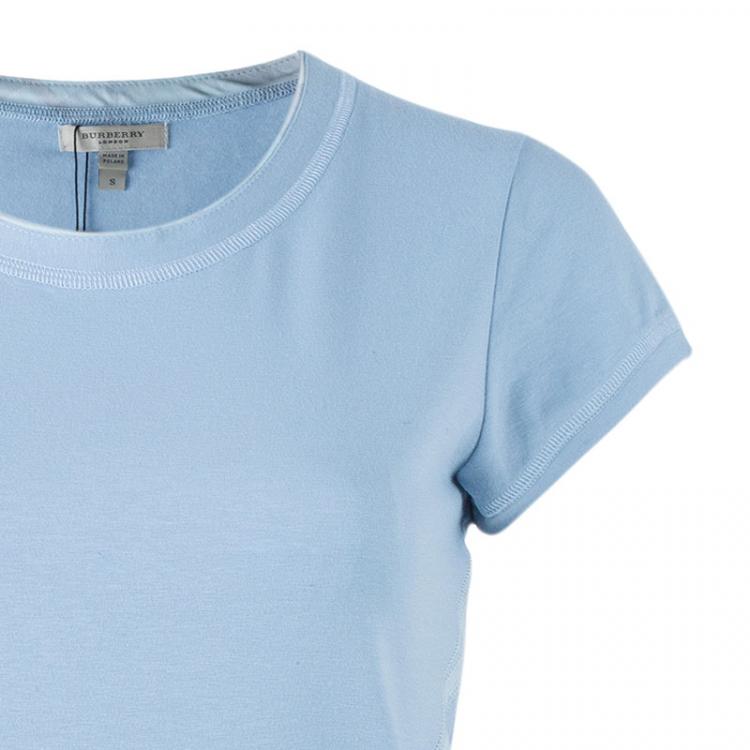 Pre Owned Burberry Light Blue Cotton T-Shirt S