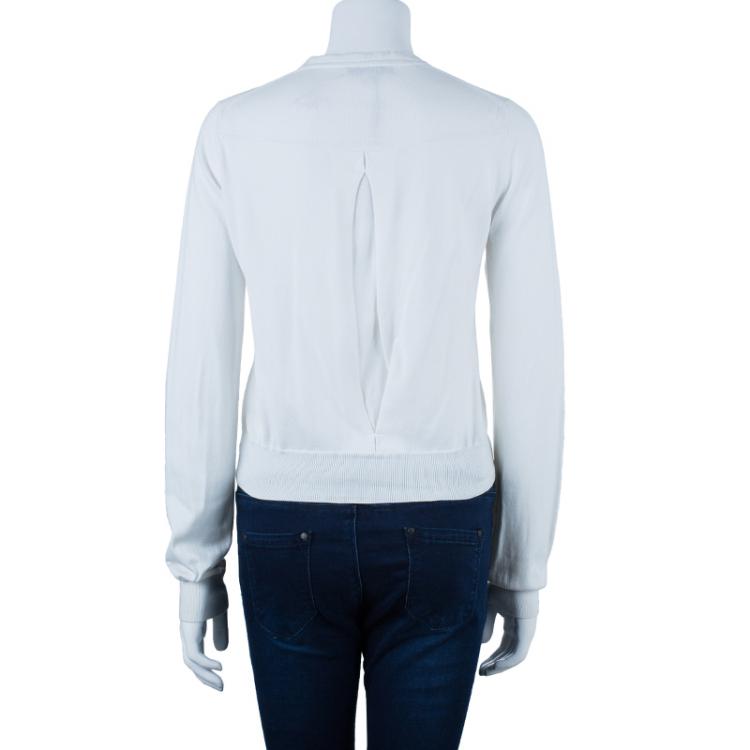 Pre Owned Burberry White Button Down Cardigan M