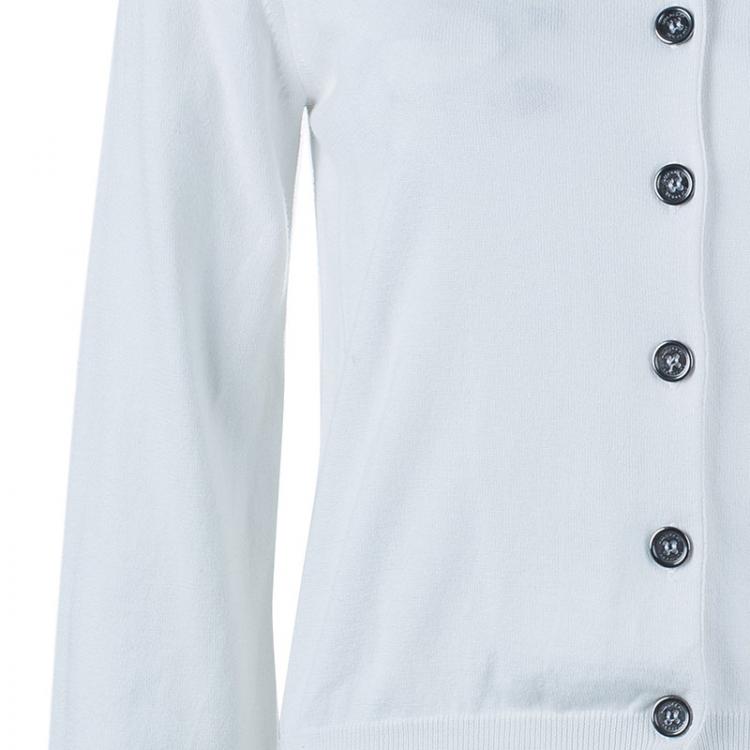 Pre Owned Burberry White Button Down Cardigan M