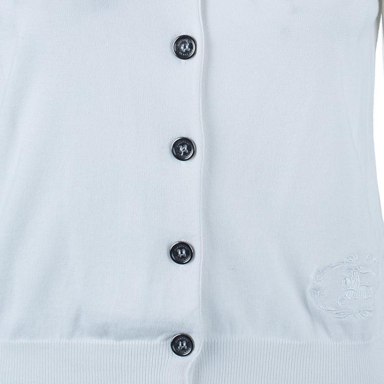 Pre Owned Burberry White Button Down Cardigan M