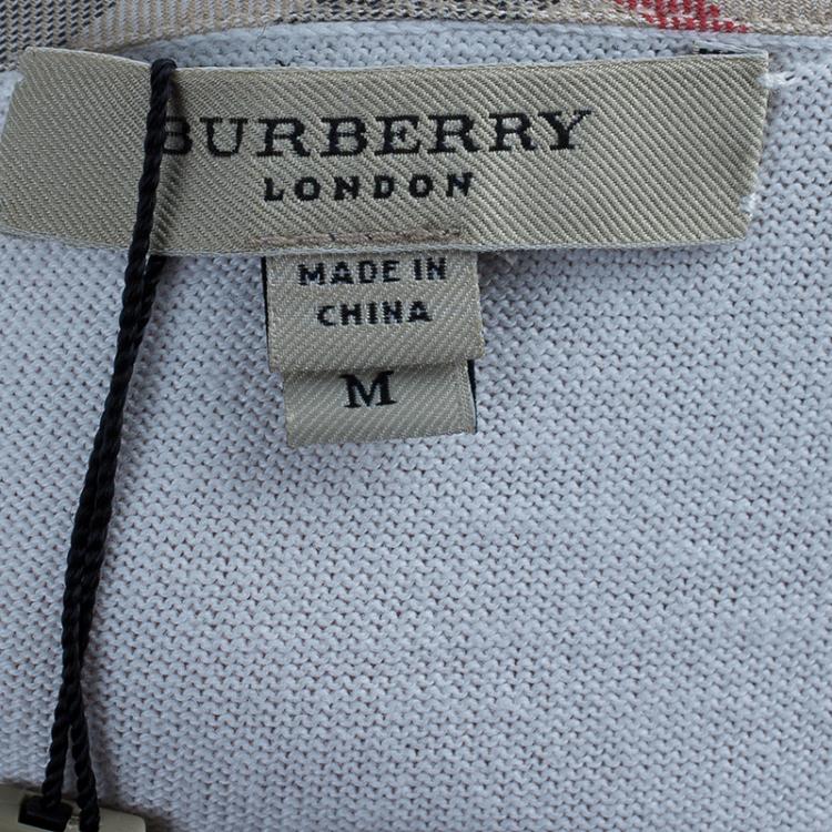 Pre Owned Burberry White Button Down Cardigan M