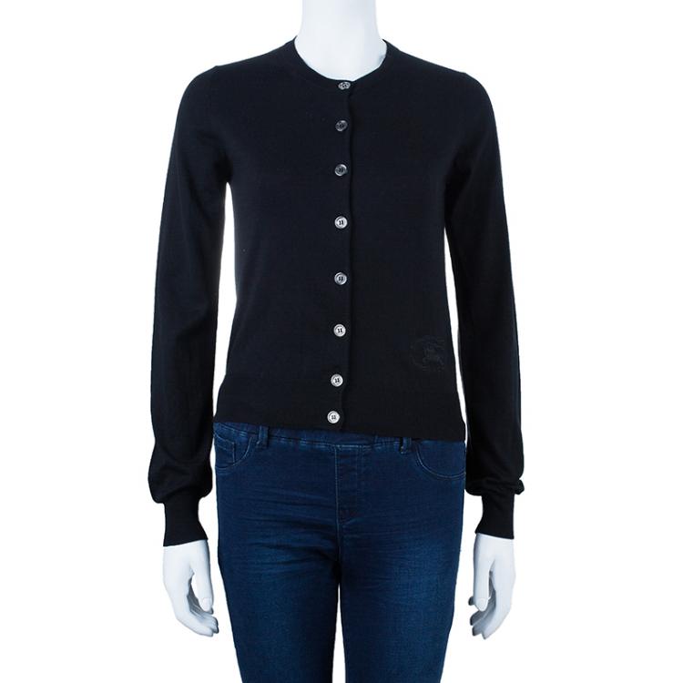 Pre Owned Burberry Black Button Down Cardigan S