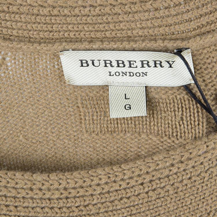 Pre Owned Burberry London Camel Cashmere Sweater L