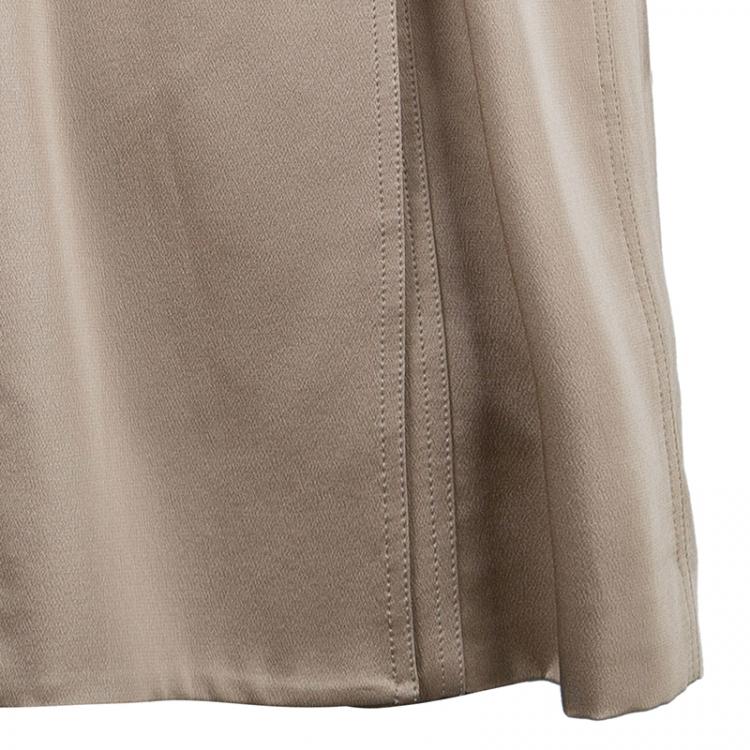 Pre Owned Burberry Taupe Silk Long Trench Coat S