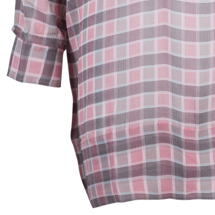 Pre Owned Burberry Brit Pink Check Oversize Top S