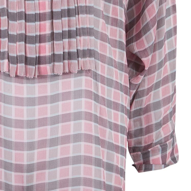 Pre Owned Burberry Brit Pink Check Oversize Top S
