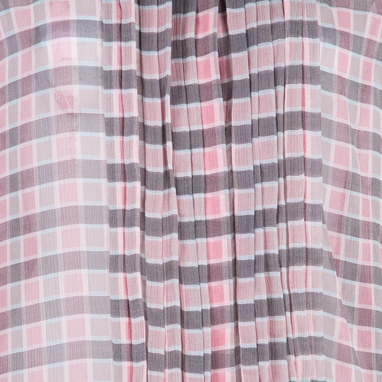 Pre Owned Burberry Brit Pink Check Oversize Top S