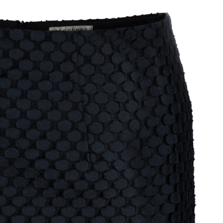 Pre Owned Burberry Black Textured Pencil Skirt S