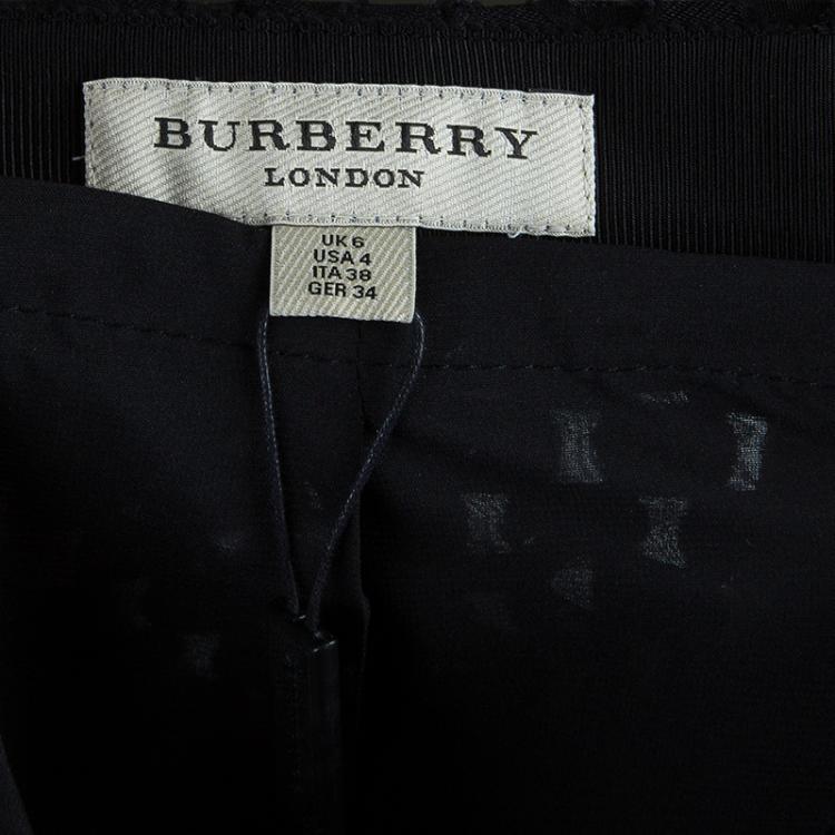 Pre Owned Burberry Black Textured Pencil Skirt S