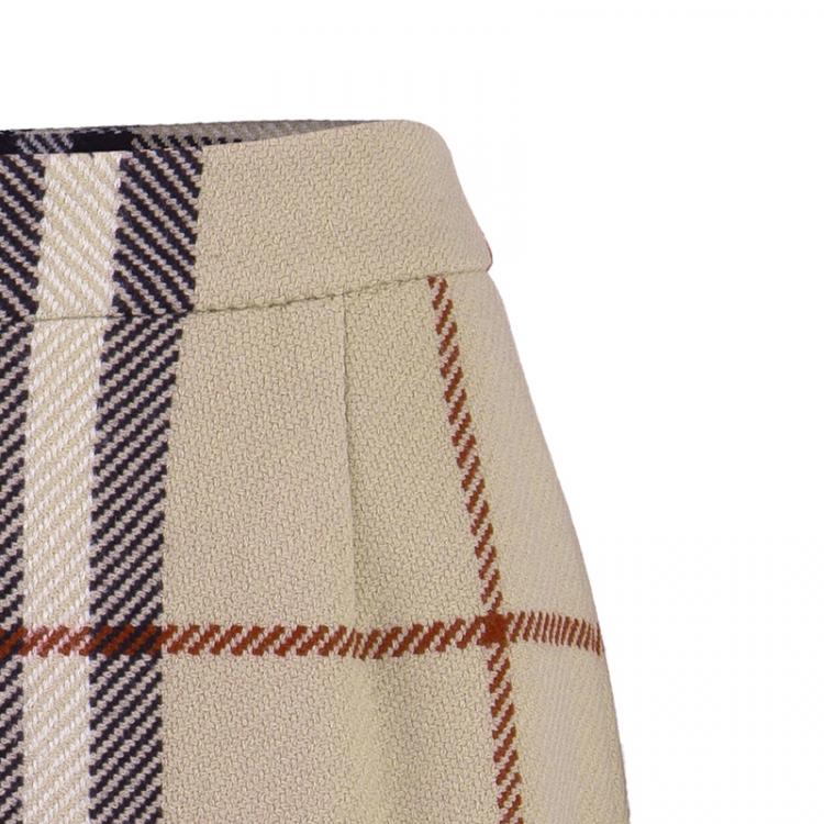 Pre Owned Burberry London Beige Nova Check Wool Skirt S