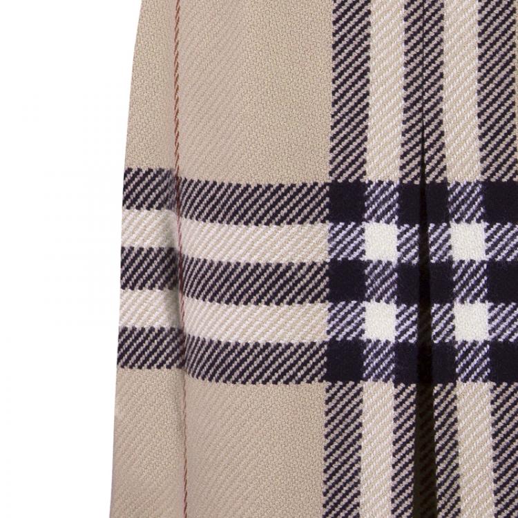 Pre Owned Burberry London Beige Nova Check Wool Skirt S