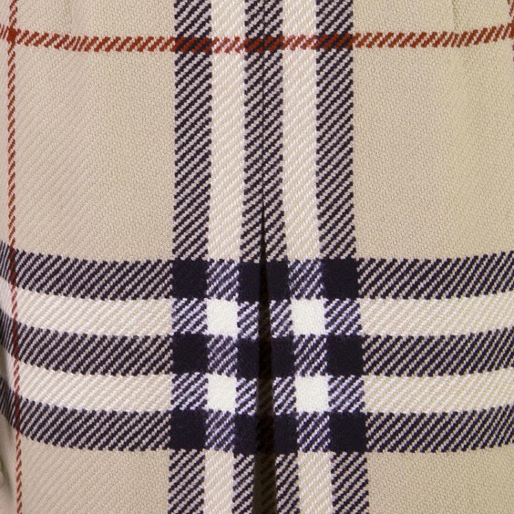 Pre Owned Burberry London Beige Nova Check Wool Skirt S