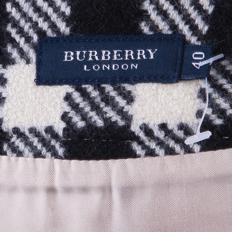 Pre Owned Burberry London Beige Nova Check Wool Skirt S
