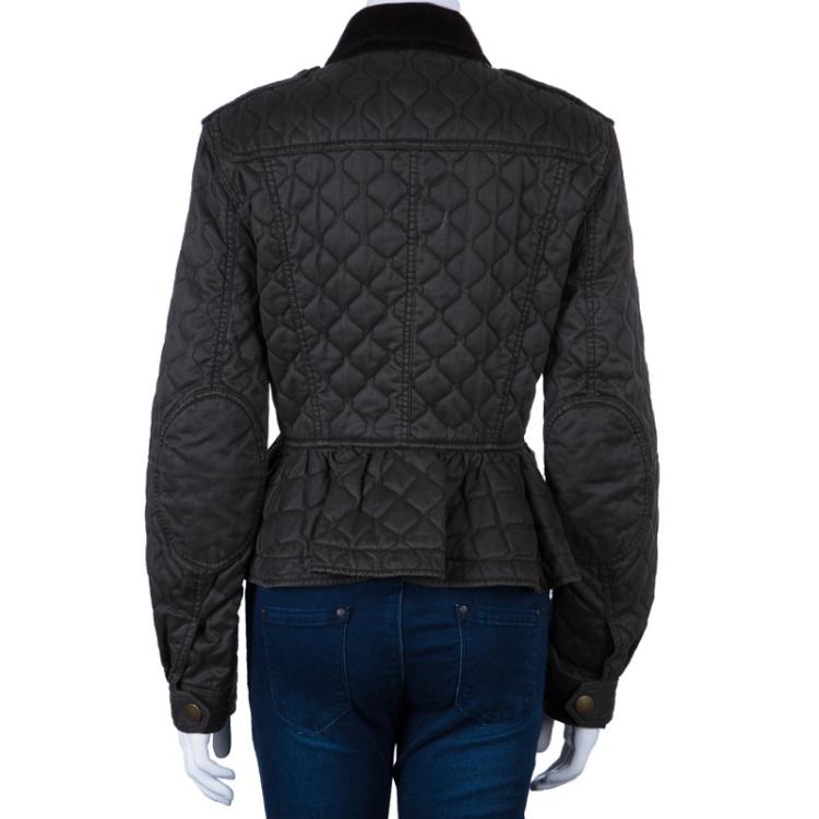 Pre Owned Burberry Brit Grey Quilted Short Jacket L