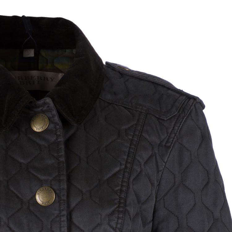 Pre Owned Burberry Brit Grey Quilted Short Jacket L
