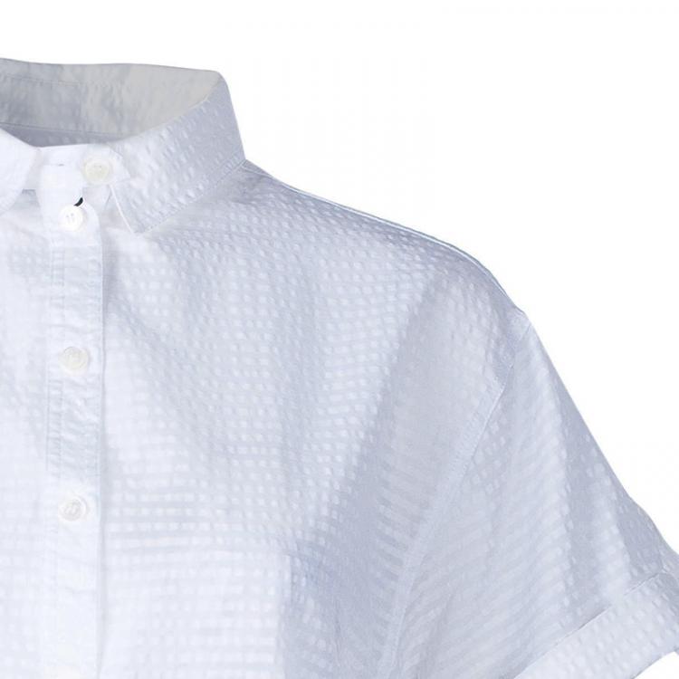 Pre Owned Burberry White Short Sleeve Cotton Top XS