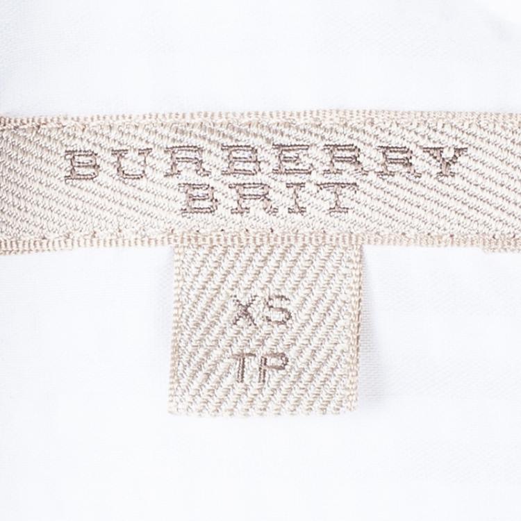 Pre Owned Burberry White Short Sleeve Cotton Top XS