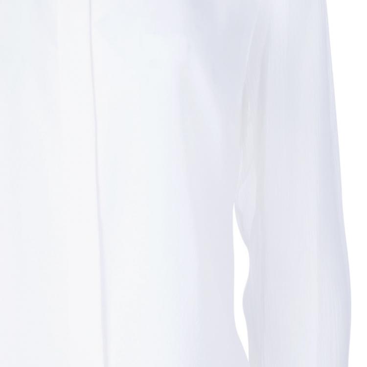 Pre Owned Burberry White Silk Button Down Top M