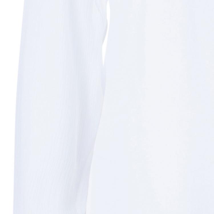 Pre Owned Burberry White Silk Button Down Top M