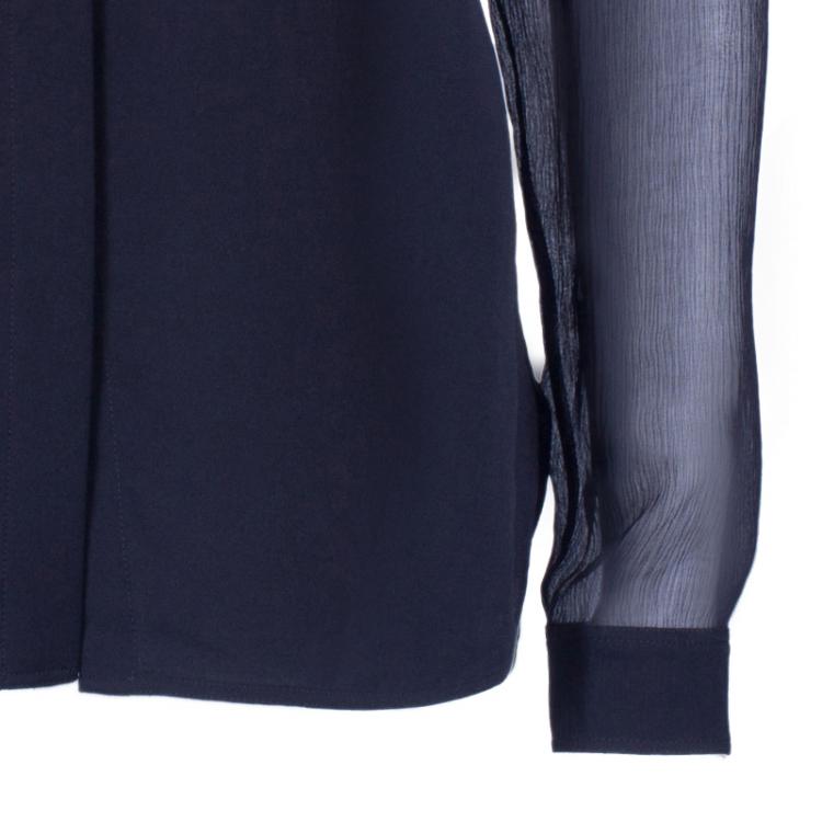 Pre Owned Burberry Black Silk Button Down Top M