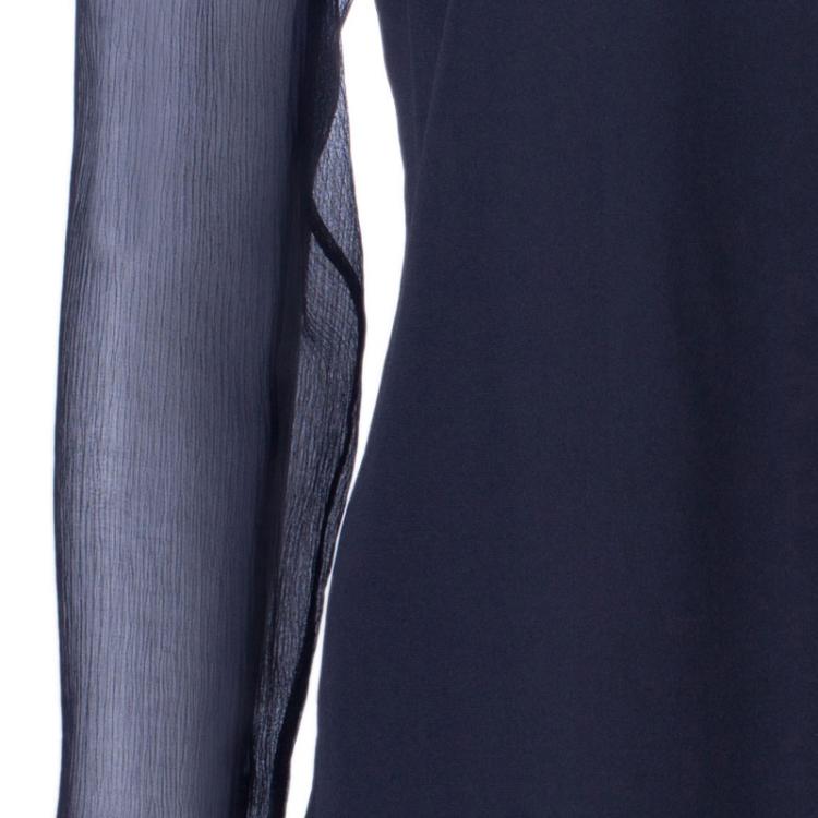 Pre Owned Burberry Black Silk Button Down Top M