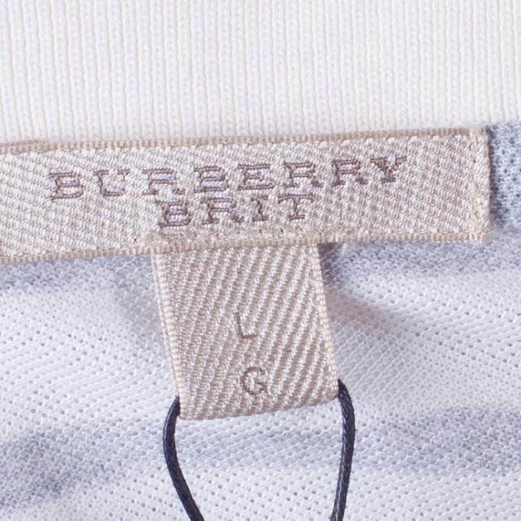 Pre Owned Burberry Brit Striped Polo Shirt L