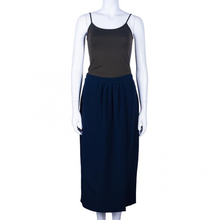 Pre Owned Burberry Navy Blue A-Line Skirt M