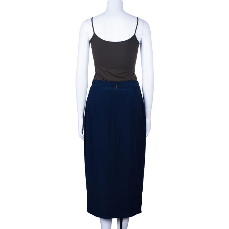 Pre Owned Burberry Navy Blue A-Line Skirt M