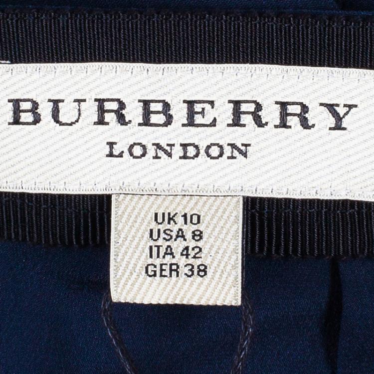 Pre Owned Burberry Navy Blue A-Line Skirt M