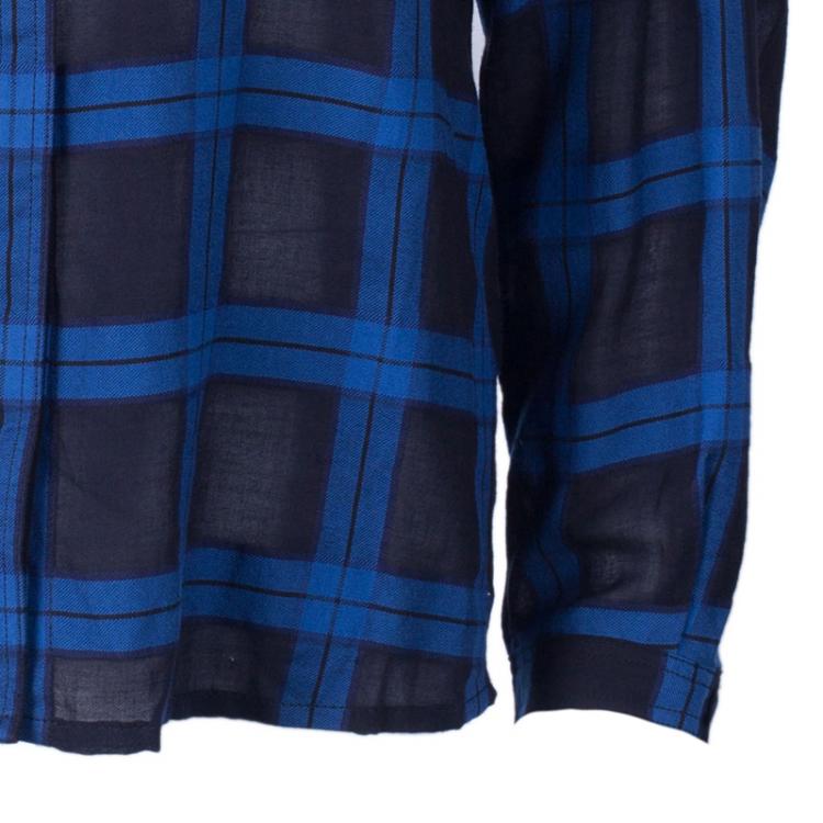 Pre Owned Burberry Blue/Black Check Cotton Shirt L