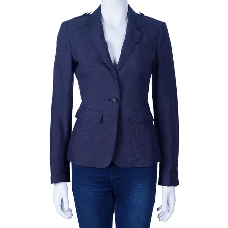 Pre Owned Burberry Blue Novacheck Lining Blazer S